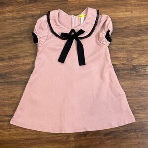 Kidichic Mauve A Line Sailor Dress 24-30 Months Ruffle Peter Pan Collar Bow